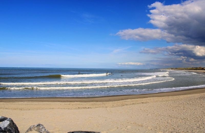With children at the beach